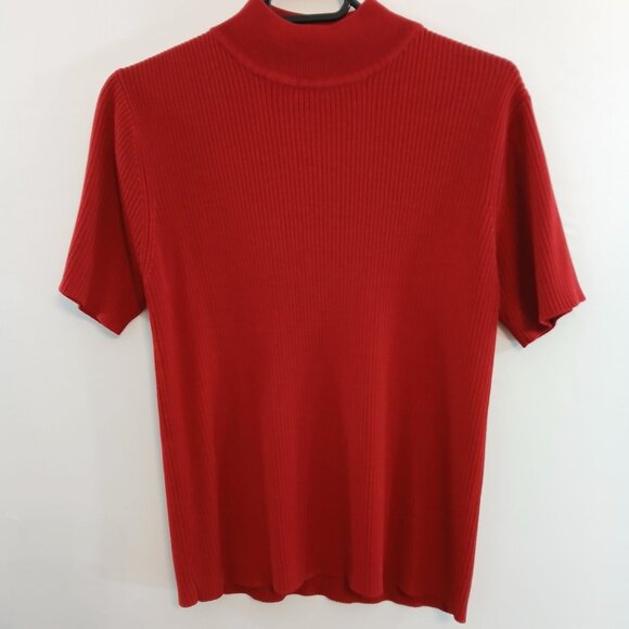 Croft & Barrow Red Ribbed Turtleneck Short Sleeve Sweater Size Medium - Picture 1 of 10